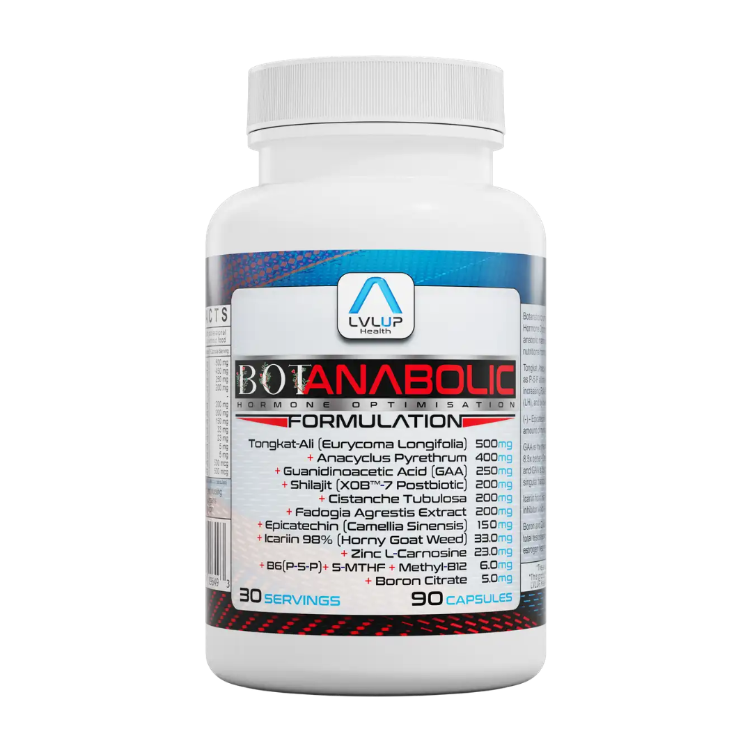 LVL Up Botanabolic supplement bottle – natural anabolic formula with Tongkat Ali, Shilajit & Tribulus.