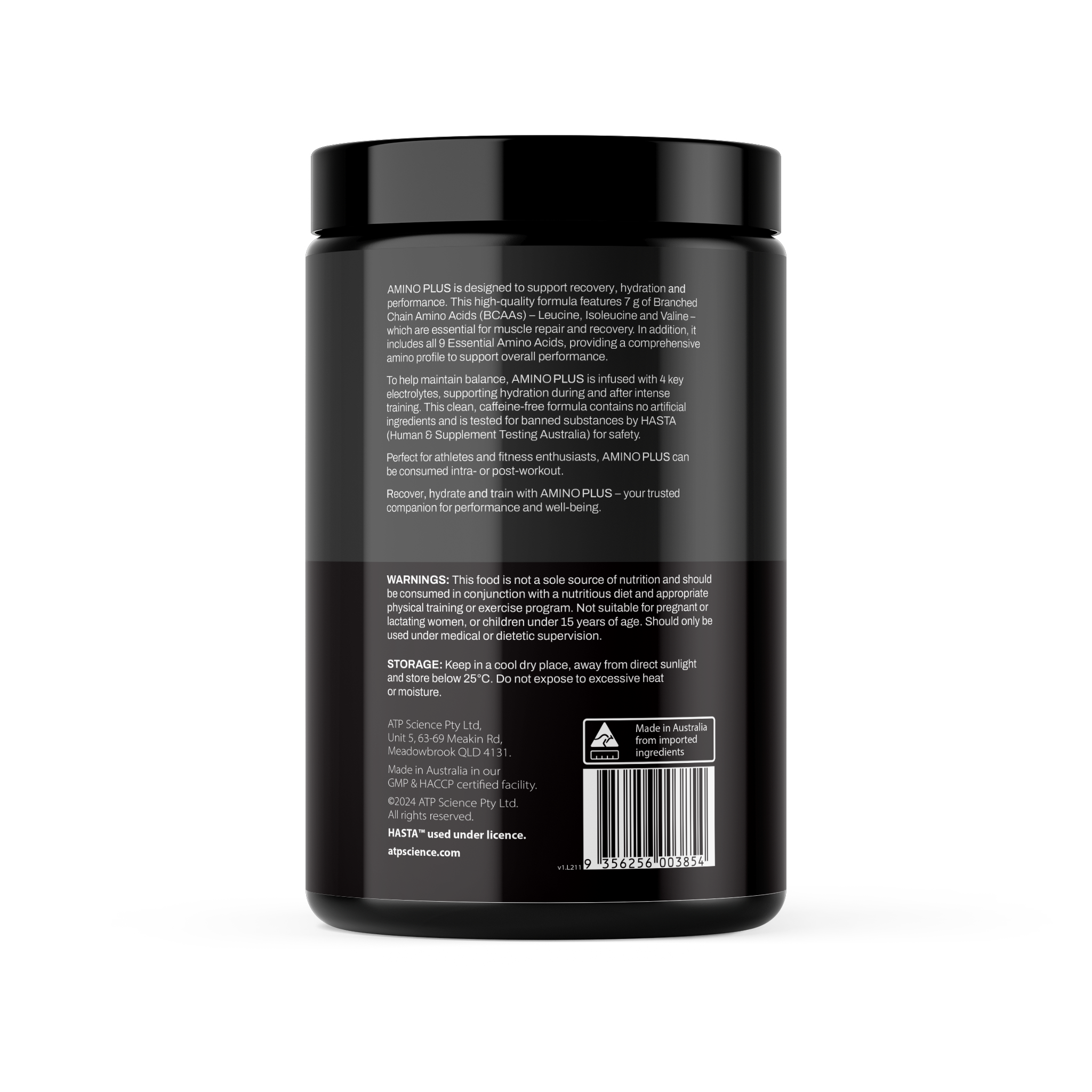 TP Science Amino+ supports muscle recovery, hydration, and lean growth with all 9 EAAs and 7g BCAAs. HASTA certified. Fast shipping Australia wide.
