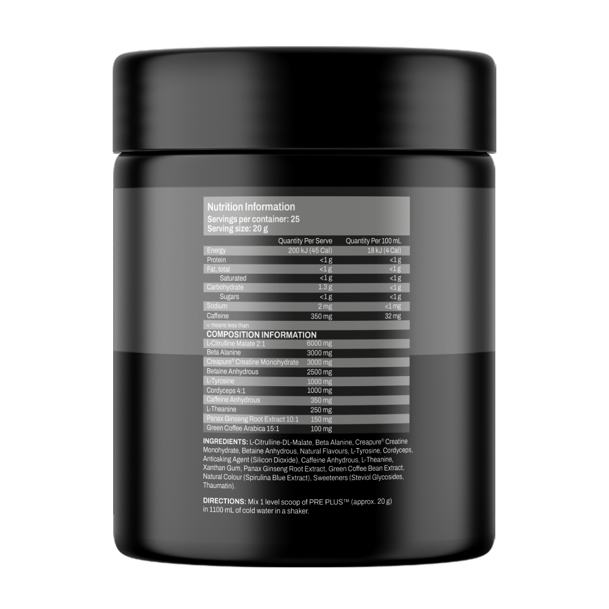 ATP Science PRE+ pre-workout tub with Creapure® and Citrulline Malate for clean energy, strength, and endurance – Available in Australia with fast delivery.