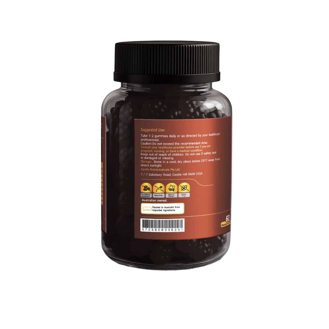 Apollo Nutraceuticals Black Seed Oil Gummies 500mg – Blackcurrant flavour immune support supplement from Nutrition Capital Australia