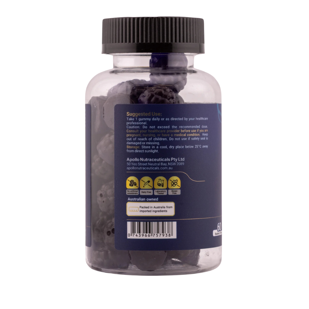Apollo Tongkat Ali Gummies 60s Blueberry Flavour – natural vitality support supplement for men, available from Nutrition Capital Australia