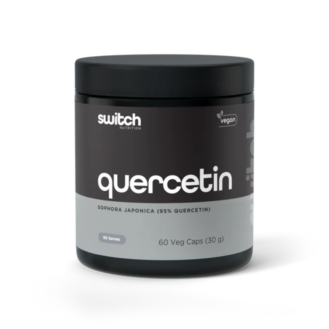 Switch Nutrition Quercetin supplement bottle for immune health, allergy relief, and antioxidant support – Available in Australia with fast delivery.