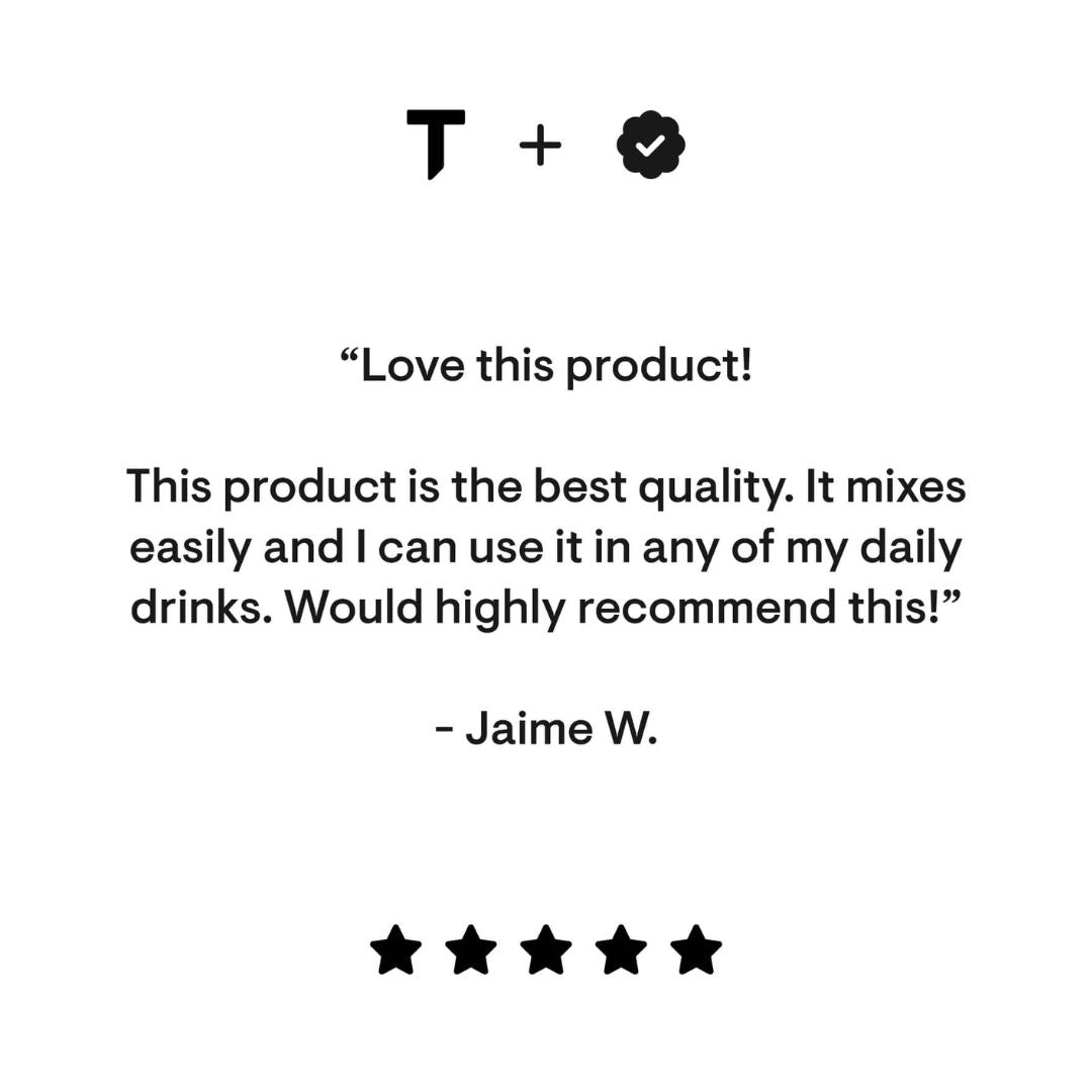 Product review with a star rating and text on a white background